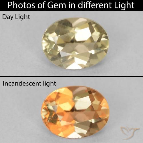 0.66ct 天然 暖黄 变色流散, 椭圆形, VVS-VS