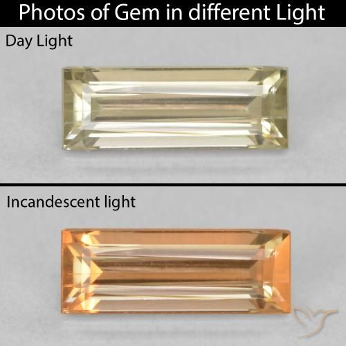1.01ct 天然 淡黄色 变色流散, 狭长方形, VVS-VS