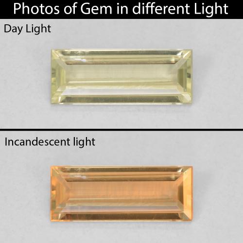 0.69ct 天然 淡黄色 变色流散, 狭长方形, VVS-VS