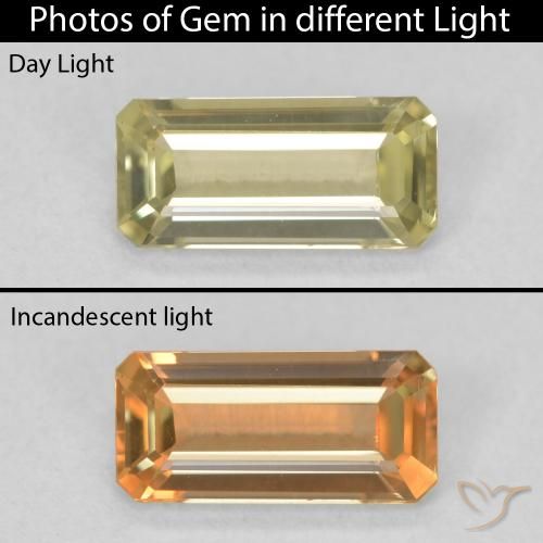 0.90ct 天然 淡黄色 变色流散, 祖母绿式切割, VS