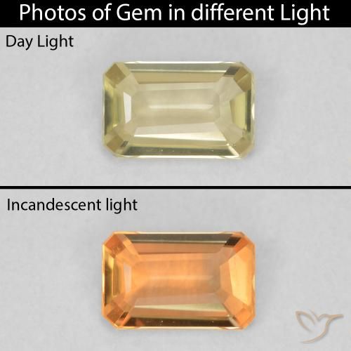 0.28ct 天然 淡黄色 变色流散, 祖母绿式切割, VVS-VS