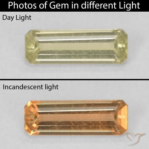1.05ct 天然 淡黄 变色流散, 祖母绿式切割, VVS-VS
