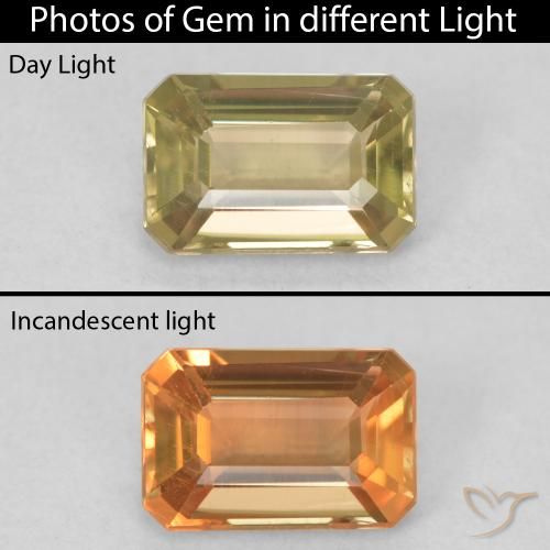 1.14ct 天然 金黄色 变色流散, 祖母绿式切割, VVS-VS