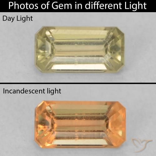 0.45ct 天然 淡黄色 变色流散, 祖母绿式切割, VVS-VS