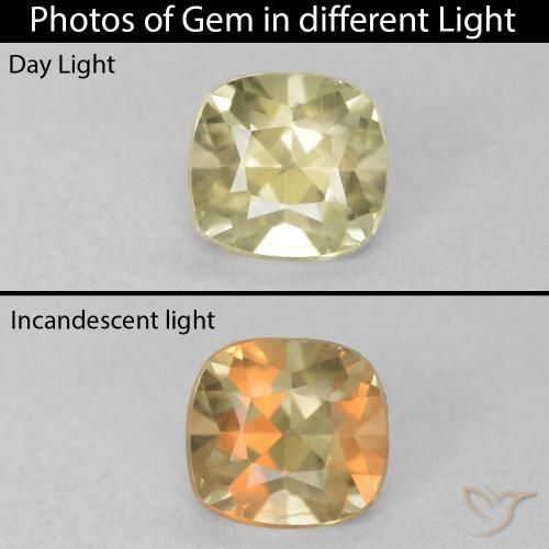 0.76ct 天然 淡黄色 变色流散, 软垫, VVS-VS