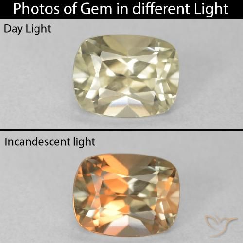 0.86ct 天然 黄色米色 变色流散, 软垫, VVS-VS
