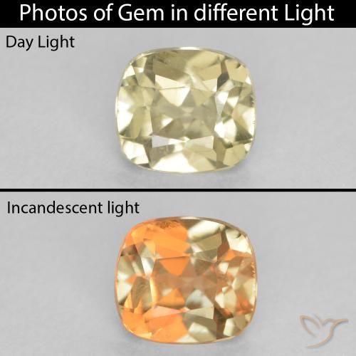 0.69ct 天然 淡黄色 变色流散, 软垫, VVS-VS