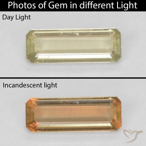 1.40ct 天然 淡黄 变色流散, 祖母绿式切割, VS