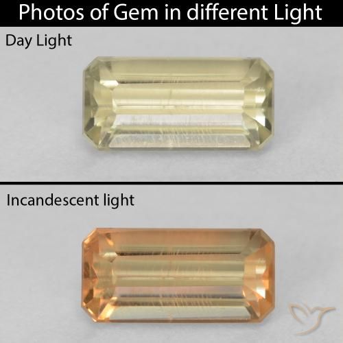 1.06ct 天然 淡黄色 变色流散, 祖母绿式切割, VVS-VS
