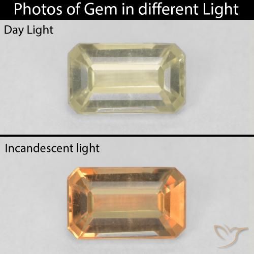 0.64ct 天然 淡黄 变色流散, 祖母绿式切割, VVS-VS