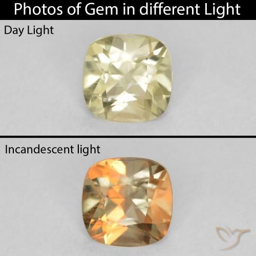 0.75ct 天然 淡黄色 变色流散, 软垫, VS