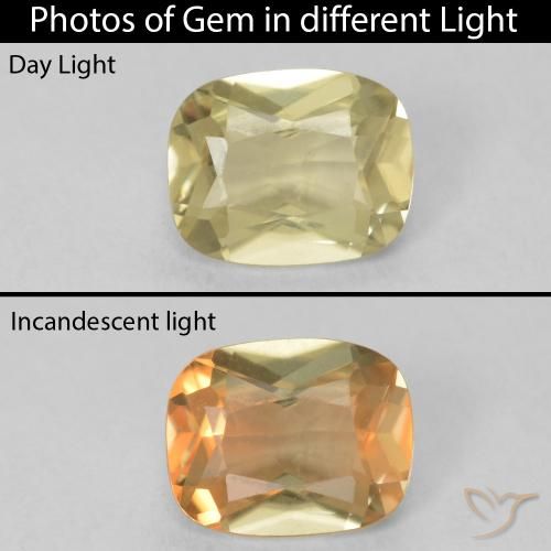 0.77ct 天然 淡黄色 变色流散, 软垫, VS