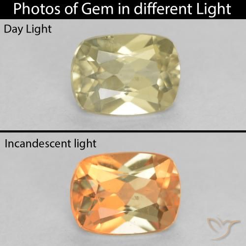 0.78ct 天然 淡黄色 变色流散, 软垫, VS