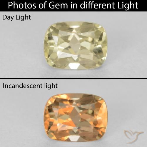 0.93ct 天然 淡黄色 变色流散, 软垫, VS