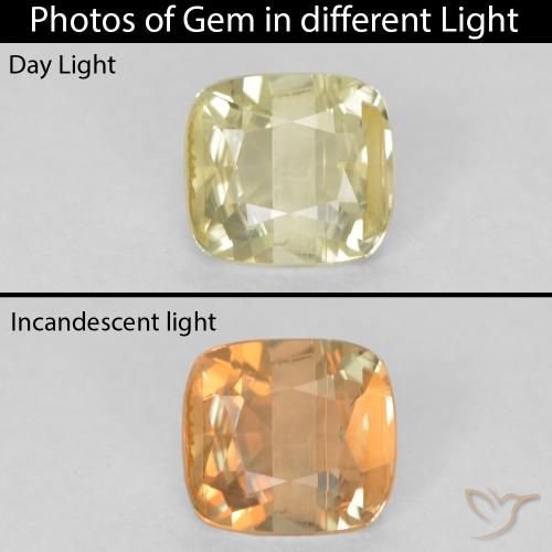 0.76ct 天然 淡黄色 变色流散, 软垫, VS-SI