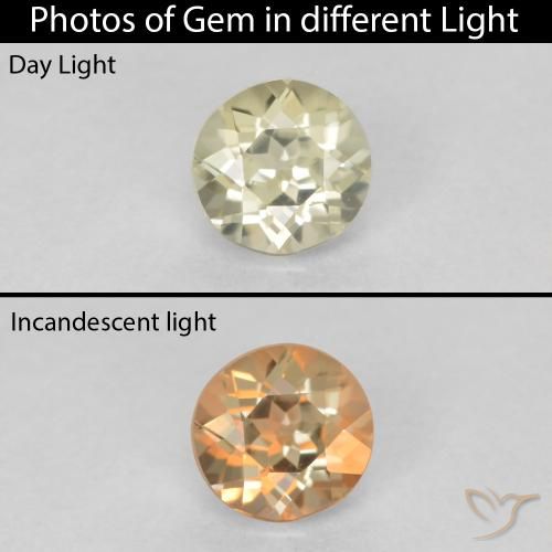 0.30ct 天然 淡黄色 变色流散, 圆形的, VS