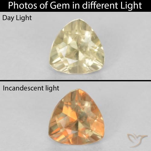 0.33ct 天然 淡黄色 变色流散, 胖三角形, VS