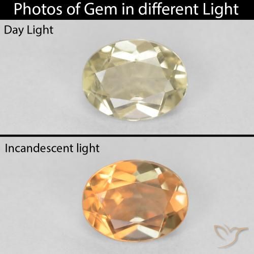 0.41ct 天然 淡黄色 变色流散, 椭圆形, VS