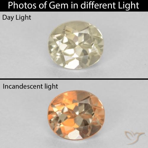 0.60ct 天然 淡黄色 变色流散, 椭圆形, VS