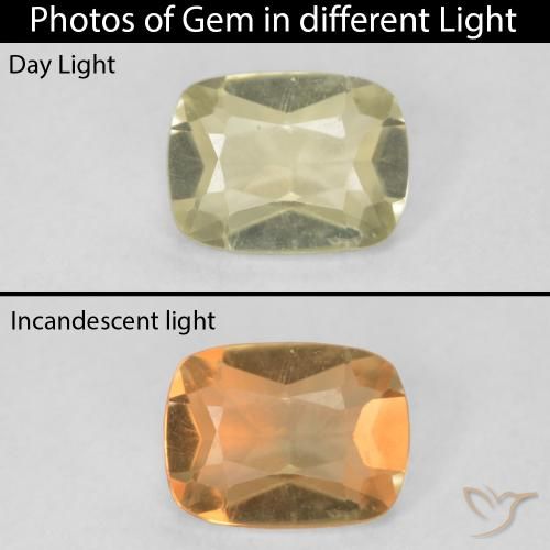 0.76ct 天然 淡黄色 变色流散, 软垫, VVS