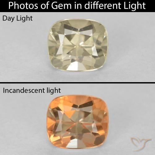 0.68ct 天然 淡黄色 变色流散, 软垫, VVS