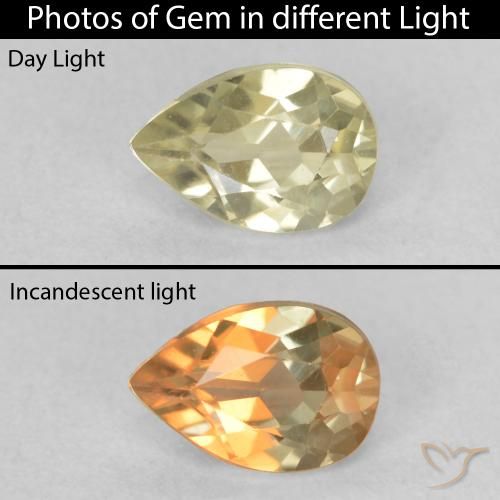 0.50ct 天然 淡黄色 变色流散, 梨形, VVS-VS
