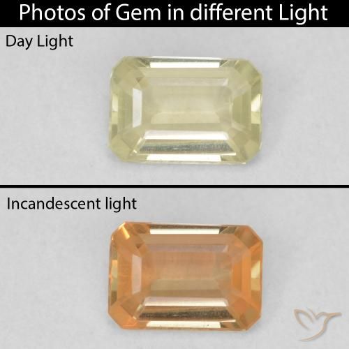 0.55ct 天然 淡黄色 变色流散, 祖母绿式切割, VVS-VS