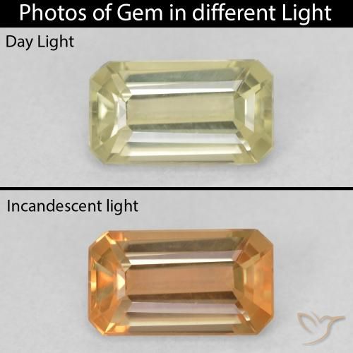 0.88ct 天然 淡黄色 变色流散, 祖母绿式切割, VVS-VS