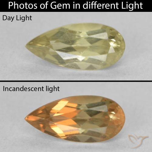 0.99ct 天然 淡黄色 变色流散, 梨形, VS