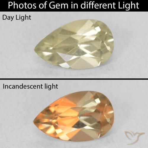 0.49ct 天然 淡黄 变色流散, 梨形, VVS