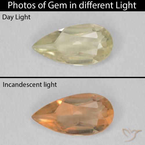 0.71ct 天然 淡黄色 变色流散, 梨形, VVS