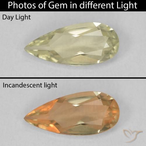 0.91ct 天然 中黄色 变色流散, 梨形, VVS