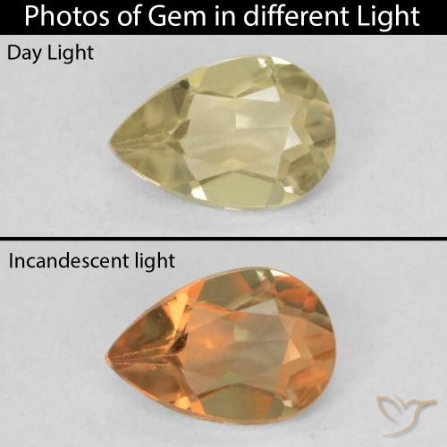 0.61ct 天然 淡黄色 变色流散, 梨形, VVS