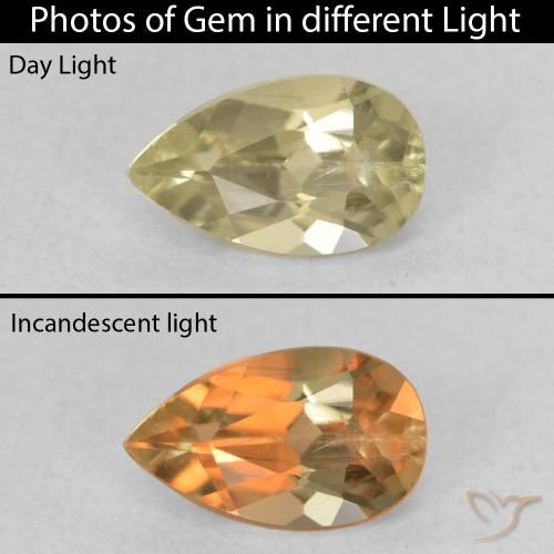 0.64ct 天然 淡黄色 变色流散, 梨形, VS-SI