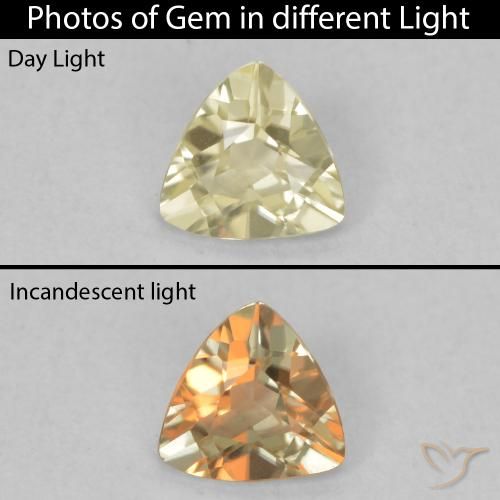 0.31ct 天然 淡黄色 变色流散, 胖三角形, VVS