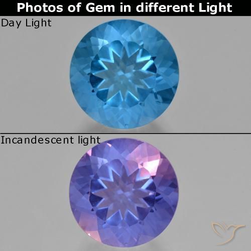 10.93ct 天然 海军蓝 变色萤石, 圆形的, VS