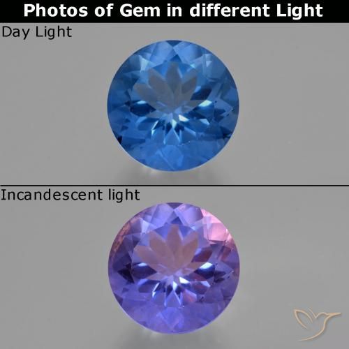 12.25ct 天然 暗蓝色 变色萤石, 圆形的, VS