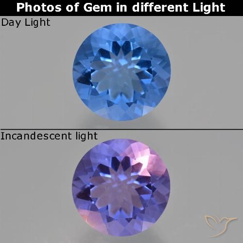 14.18ct 天然 海军蓝 变色萤石, 圆形的, VS
