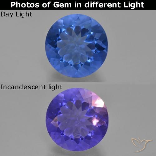 10.65ct 天然 暗蓝色 变色萤石, 圆形的, VS