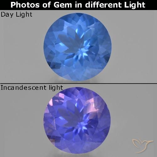 15.10ct 天然 亮蓝色 变色萤石, 圆形的, VS