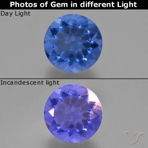 10.90ct 天然 海军蓝 变色萤石, 圆形的, VS