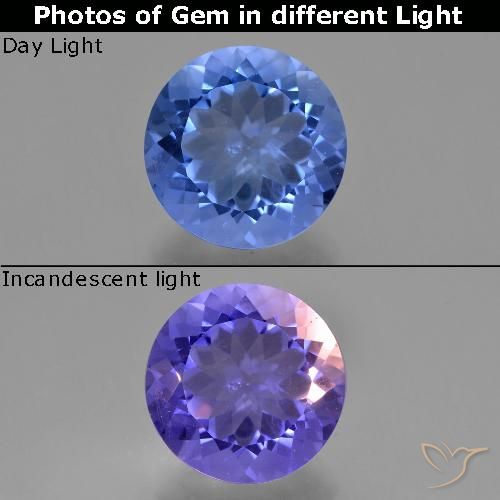 11.13ct 天然 浓海军蓝 变色萤石, 圆形的, VS