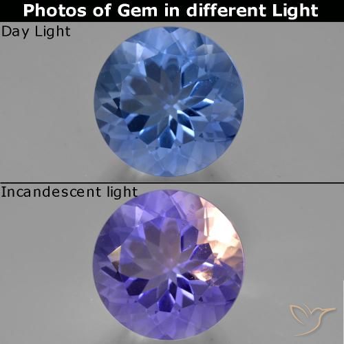 14.74ct 天然 暗蓝色 变色萤石, 圆形的, VS