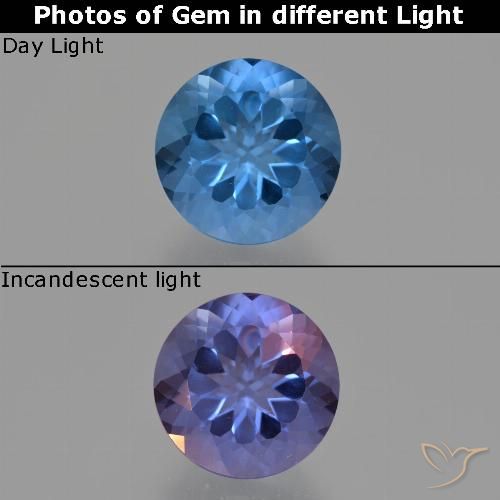 11.21ct 天然 海军蓝 变色萤石, 圆形的, VS