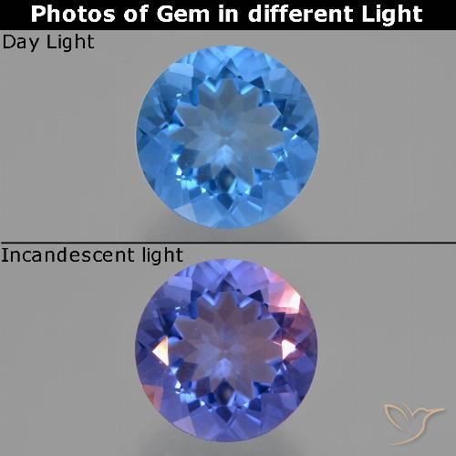 13.41ct 天然 埃及蓝 变色萤石, 圆形的, VS