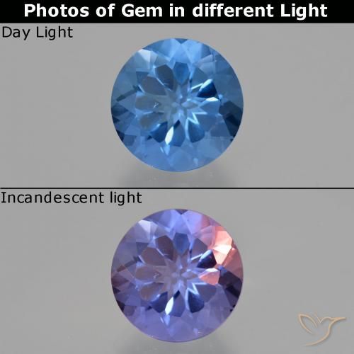11.28ct 天然 埃及蓝 变色萤石, 圆形的, VS