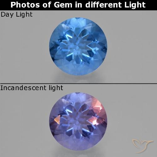 10.94ct 天然 中蓝 变色萤石, 圆形的, VS