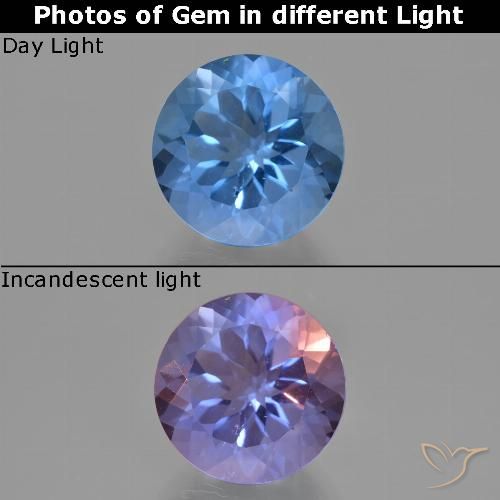 11.45ct 天然 亮蓝色 变色萤石, 圆形的, VS