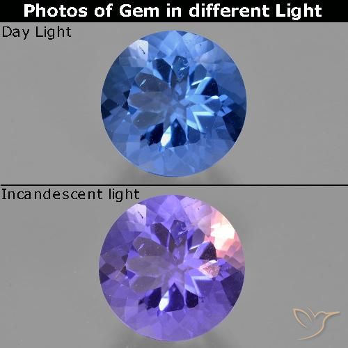 11.44ct 天然 埃及蓝 变色萤石, 圆形的, VS