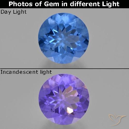 12.13ct 天然 亮蓝色 变色萤石, 圆形的, VS